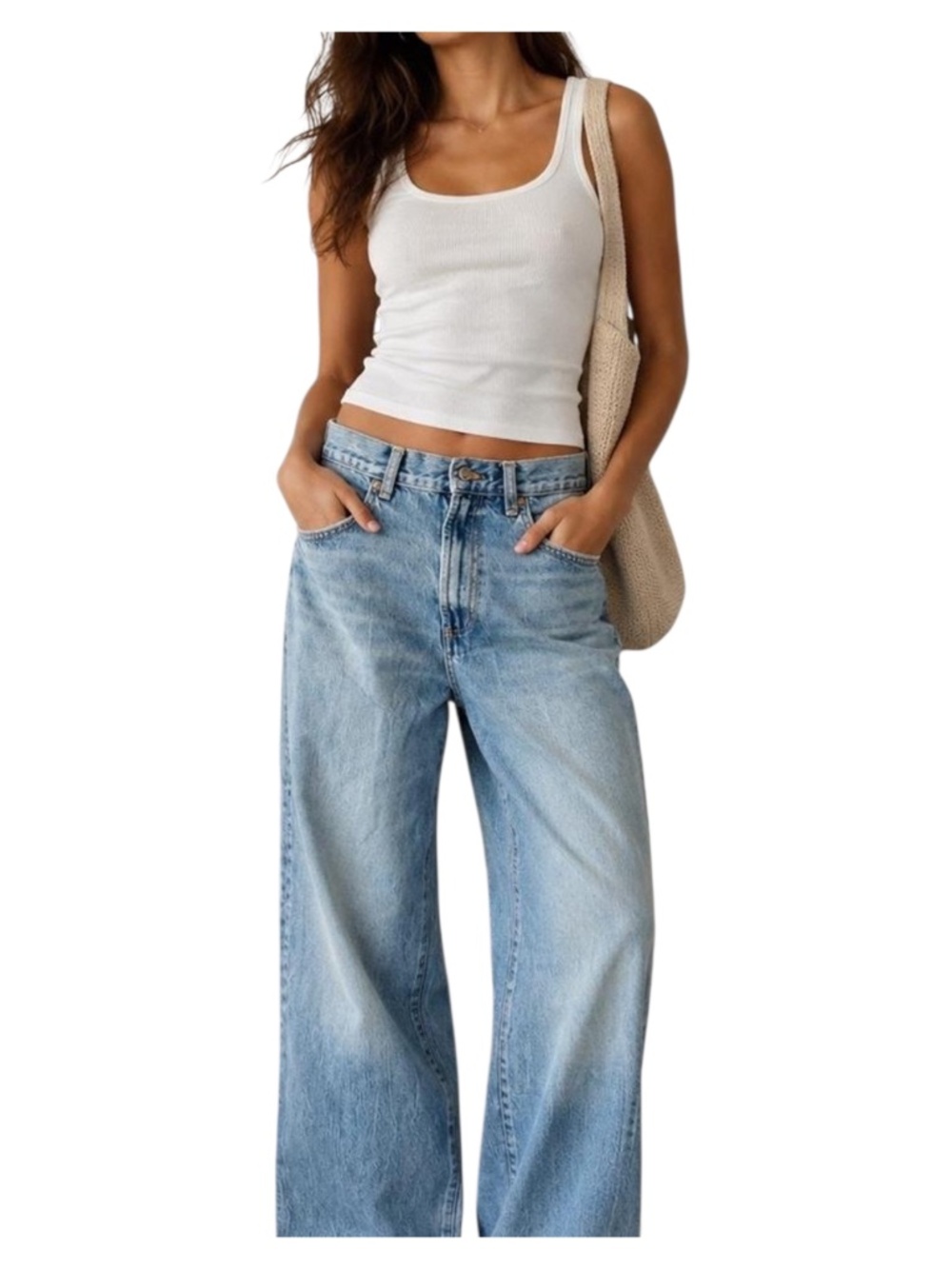 ZARA High Rise Baggy Wide Leg Jeans. 4. Light Wash. Zip Fly. 35" Inseam! VEUC